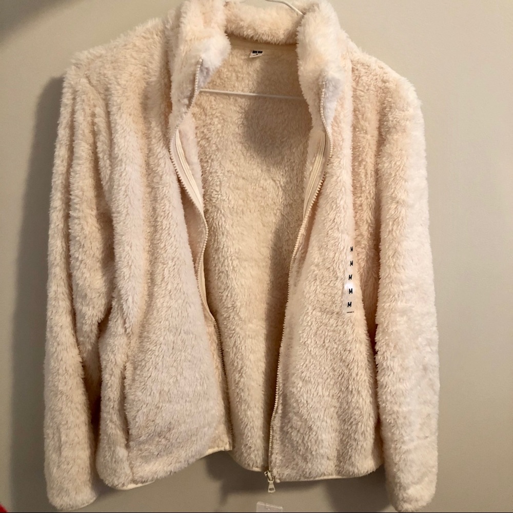 fluffy white jacket